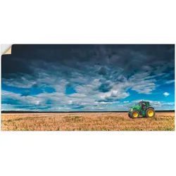 Wandbild ARTLAND "Traktor Landschaftsfotografie", blau (farbe bild(er): blau), B:100cm H:50cm, Dekorfolie, Bilder, als Poster, Wandaufkleber in verschied. Größen
