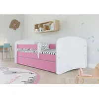 Sellbee Kinderbett Jugendbett 70x140 cm Rosa mit Matratze Rausfallschutz