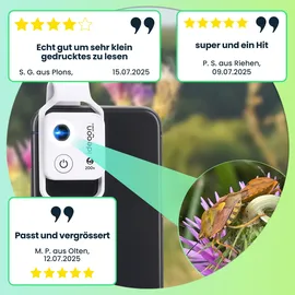 ideoon Mikroskop-Vorsatzlinse für Smartphone/Tablet 200x: Mit 6 LEDs für detailreiche Nahaufnahmen, weiss - Entdecken Sie die Mikro-Welt
