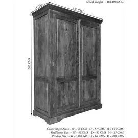 MASSIVMOEBEL24.DE Kleiderschrank OXFORD 140 x 200 x 65 cm Braun