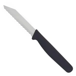 SCHNEIDER Brötchenmesser mit Wellenschliff, Gesamtlänge: 18 cm, Klingenlänge: 8 cm, Bandstahl, Farbe: schwarz