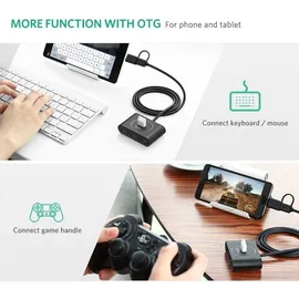 UGREEN USB A/USB C to 4 Port USB 3.0 Hub Schwarz