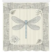 ABAKUHAUS Duschvorhang Libelle 175 x 220 cm schwarz-blassblau