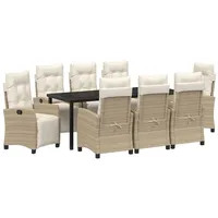 VidaXL 9-teiliges Garten-Essset Beige Poly-Rattan
