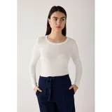 More & More glänzendes Langarm-Rippshirt in offwhite | Gr.: 40