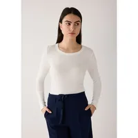 More & More glänzendes Langarm-Rippshirt in offwhite | Gr.: 40