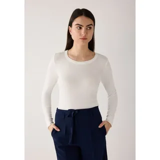 More & More glänzendes Langarm-Rippshirt in offwhite | Gr.: 40