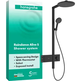 Hansgrohe Raindance Alive S Duschsystem 300 2jet mit ShowerSelect Comfort, schwarz matt