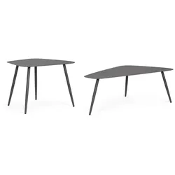Gartencouchtisch Yvonne 2er-Set aus Metall, Anthrazit