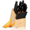 Messerblock 22-Teilig - Messerset mit Block - Küchenmesser Set - 18 Verschiedener Messer - Inkl. Schärfer und Schere mit Antihaftbeschichtung - 21 x 15 x 22 CM - Messerblock aus Holz
