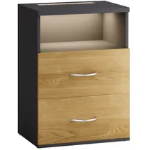 CASARIA Nachttisch mit Schubladen Boxspringbett Schlafzimmer Wohnzimmer Beistelltisch Nachtschrank Holz Grau