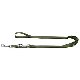 Hunter Set: Halsband London + Führleine London, olivgrün - Vario Plus Größe + Leine 200cm/15mm Hund