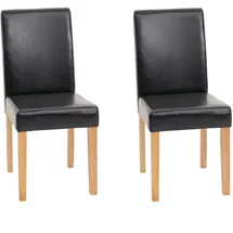 MCW 2er-Set Esszimmerstuhl Stuhl Küchenstuhl Littau Kunstleder, schwarz, helle Beine