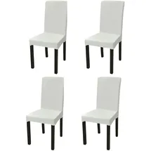 vidaXL Stretch-Stuhlhussen Gerade 4 Stk. Creme