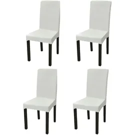 vidaXL Stretch-Stuhlhussen Gerade 4 Stk. Creme