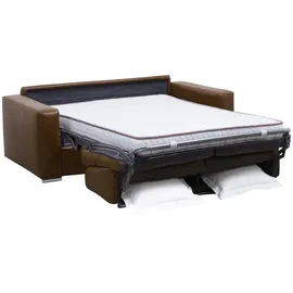 vente-unique Schlafsofa mit Matratze 3-Sitzer - 100% Büffelleder - Vintage-Optik - Matratze 16 cm - DELECTEA II