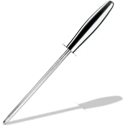 Intirilife Wetzstab Messerschärfer in SILBER - 35 x 4 cm - Manueller Wetzstahl Messerschleifer aus Edelstahl