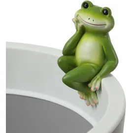 MARELIDA Blumentopfhänger Frosch - niedliche Dekofigur als Topfhänger Tierfigur - Polyr...
