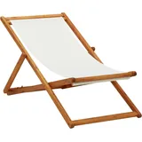 Strandstuhl Klappbar Eukalyptusholz Und Stoff Cremeweiß