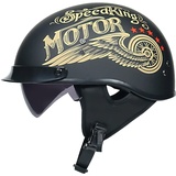 SDFGDFD Motorradhelm Retro Halbhelm Chopper Helm DOT/ECE Zertifizierung Klassisch Motorradhelm Erwachsene Damen Und Herren Mit Sonnenblende Halbschalenhelm Halbschale Jethelm