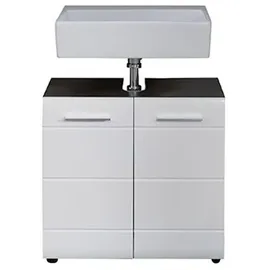 trendteam Waschbeckenunterschrank 2 Türen 60 x 57 x 31 cm Weiß Hochglanz/Grau