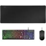 Mars Gaming MCPXBFR, Tastatur H-Mech FRGB, Ultralight Mouse 10000DPI XXL Mousepad, Schwarz, Französische Sprache