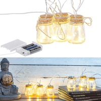Lunartec LED Flaschen: LED-Silberdraht mit 18 LEDs in 6 Deko-Gläsern, batteriebetrieben (Lichterkette mit Timer, Lichterkette mit Batterie, Lichterschlauch)