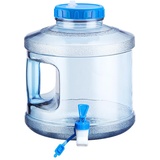 RUYI 7.5L Wasserkanister mit Hahn und Schraubdeckel, Camping Wasserkanister BPA-frei Trinkwasserkanister, Tragbarer Wassertank mit Griff für Wohnwagen Picknick Wandern, Transparent Blau