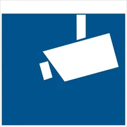 Hinweisschild, Kamerasymbol gem. DIN 33450 - 150x150x0.45 mm Aluminium geprägt