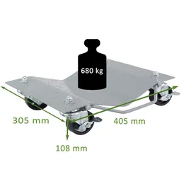 Trutzholm Rangierhilfe für PKW 4 Stück jeweils 680 kg Rangierroller V Form Schwenkgriff 360° drehbar