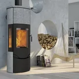 Lotus Prio M Kaminofen Schwarz/ Speckstein/ Seitenglas, Rauchabgang oben