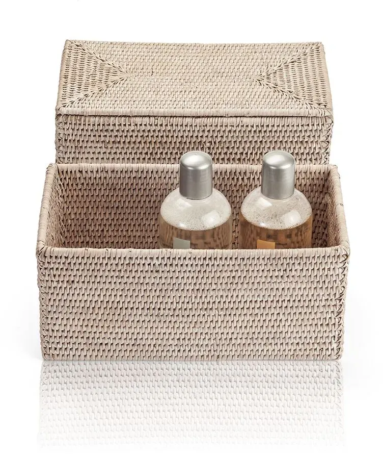 Decor Walther BASKET UTBMD Utensilienbehälter mit Deckel - Rattan hell