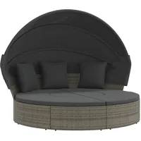 vidaXL Outdoor-Loungebett mit Dach und Kissen grau