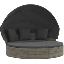 vidaXL Outdoor-Loungebett mit Dach und Kissen grau