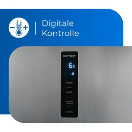 Exquisit KS360-V-HE-040E Kühlschrank (359 l, 1850 mm hoch, Inoxlook-az)