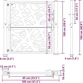 vidaXL Gartentor 105 x 106 cm Schwarz/Stahl