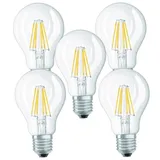 Trango 5er Pack E27004-5 LED Filament Birne 4 Watt 350 Lumen I 2700K Warmweiß I Ersatz für 40W Glühlampe I Glühbirne I Lampe I LED Birne in Tropfen Form mit E27 Fassung I Abstrahlwinkel 360°