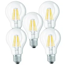 Trango 5er Pack E27004-5 LED Filament Birne 4 Watt 350 Lumen I 2700K Warmweiß I Ersatz für 40W Glühlampe I Glühbirne I Lampe I LED Birne in Tropfen Form mit E27 Fassung I Abstrahlwinkel 360°