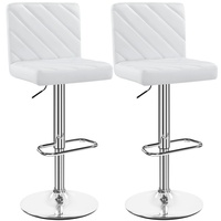Yaheetech 2er-Set Barhocker Höhenverstellbarer Stuhl mit Fußstütze Sitzhöhe 62,5 cm-84,5 cm Drehhocker bis 136 kg Belastbar für Küche/Bar/Salon, Weiß