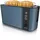 Arendo 4-Scheiben-Toaster mit Restzeitanzeige, Langschlitz-Toaster, Auftaufunktion, 6 Stufen, Blau