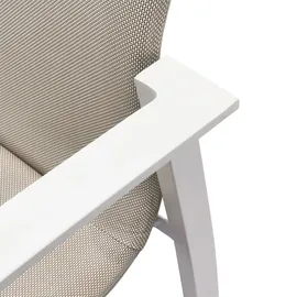 Idimex Gartenmöbel Set VERANO, weiß/beige - mit 6 Stühlen und ausziehbarem Gartentisch, Aluminium und wetterfeste Textilene, stapelbar, strapazierfähi... - Weiß