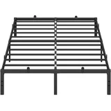 VASAGLE Doppelbettgestell, Bett, 140 x 200 cm, Metallbett, Bettrahmen, Unterbettaufbewahrung, modern, Gästebett, einfacher Aufbau, tintenschwarz RMB134B01