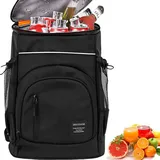 SYXLS Kühlrucksack Picknicktasche Cooler Rucksack 30L Wasserdicht Cooler Rucksack Groß Isoliert Kühlrucksack 30L Camping Outdoor Reise Grill Wandern Heiße Mittagessen Tasche(Schwarz)