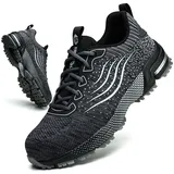 CYKYGGO Arbeitsschuhe Herren Sicherheitsschuhe Damen Leicht Sportlich Stahlkappe mit Dämpfung Stahlkappenschuhe rutschfest Atmungsaktiv Sneaker Grau 37 - 37 EU