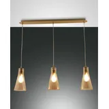 Fabas Luce Dafne 3-flg. 40W 60 cm rund Messing satiniert/Amber