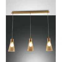 Fabas Luce Dafne 3-flg. 40W 60 cm rund Messing satiniert/Amber