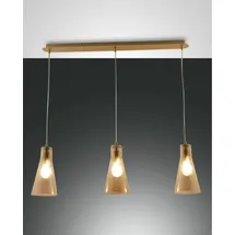 Fabas Luce Dafne 3-flg. 40W 60 cm rund Messing satiniert/Amber