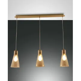 Fabas Luce Dafne 3-flg. 40W 60 cm rund Messing satiniert/Amber