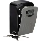 Relaxdays Schlüsseltresor, 4-stelliger Zahlencode, Großer Key Safe Aluminium Schwarz, Grau