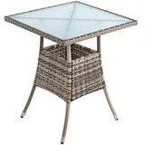 Polyrattan Balkontisch Rattan Tisch Beistelltisch Gartentisch 60 cm Beige-Braun